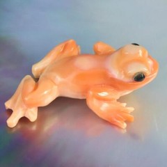 Frog Apricot Trumpet Shell Carving Art Sculpture for Collection or Jewelry 5.55g