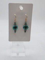 Dangle Earrings Czech Glass Brass GF Hooks Bee Coin Boho USA