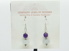 Sterling Silver Faceted AQUAMARINE & AMETHYST Earrings #5866…Handmade USA