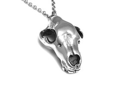 Swedish Bear Skull Necklace, Handmade Ursus Pendant Animal Jewelry in Pewter