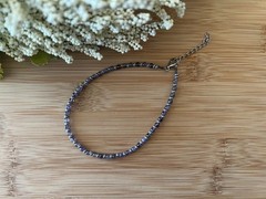 New Amethyst, Czech Glass & Stainless Steel 10 to 11 1/2 in. Handmade Anklet-A80
