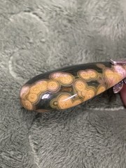 Ocean Jasper Pendant With Silver Flower Connector, 2.25”, JRR, Green And Yellow