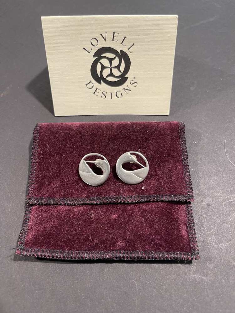 Maine Artist KEN KANTRO Pewter LOON BIRD 1986 Priced Post EARRINGS