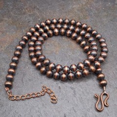 Solid Copper 6mm Navajo Desert Pearl Necklace Oxidized Beads 20-22″ Southwestern