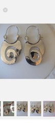 Handmade Artisan Modernist Spiral Drop Earrings Hammered Silver Boho Statement