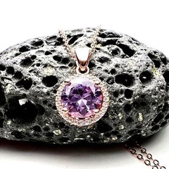 Color Change Lab Made Alexandrite Pendant 18k Rose Gold Vermeil June Birthstone