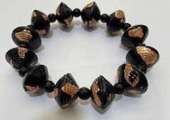 Handmade Recycled Paper Bead Stretch Bracelet Black Bronze Eco-Friendly Gift