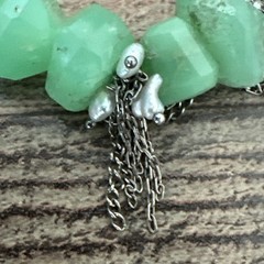 Nan Fusco Bracelet – Rough Cut Chrysoprase, Pavé Open Leaf Medallion