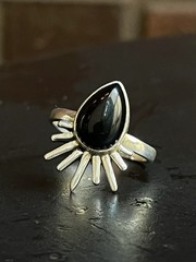 Black Onyx Sunburst Ring | 925 Sterling Silver Size 8 G572