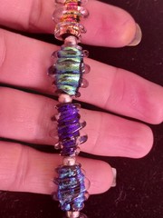 RARE: 1970 HANDMADE DICHROIC GLASS Disk Necklace-Heavy Solid Sterling Hardware