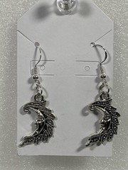 Homemade One Of A Kind Earrings Silver Colored Half Moon Face Sterling Post🌼