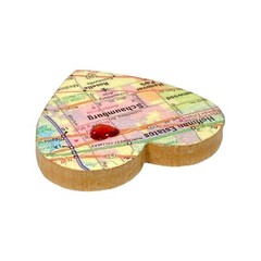 Heart Brooch Pin 2” Chicago Map Wood Eclectic Boho Urban Artisan Unisex Gift