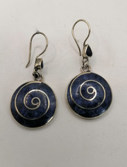 Handmade Alpaca Earrings with Inlaid Stone
