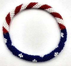 24 PCS WHOLESALE NEPAL Glass Seed Bead American Flag Beaded Crochet Bracelets