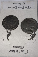 Vintage Authentic Cull Buffalo Nickel Jewelry Crystal Dangle Wire Earrings Women