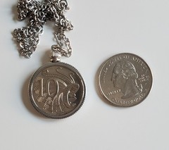 2017 Australian 10 cent Lyrebird Coin Pendant, Necklace