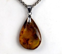Lovely Natural Clear Light Green Amber Pendant 39mm