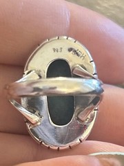 Native Style Genuine Malachite Gemstone In .925 Sterling Silver Ring Size 7