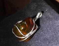 Handcrafted Natural Clear Green Red Amber .925 Sterling Silver Pendant 43mm