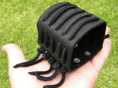 Bracelet cuff shaman dancer style black 2.5 inch wide wristband Bison leather