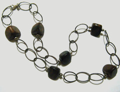 Vintage Silpada Large Sterling Silver Links & Rosewood Beads Necklace N 1359