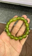 Very Beautiful Natural Serpentine Jade Bracelet Green Gemstone Beaded Bracelet