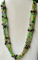 Garnet & Multi Gemstone Bead Necklace in Platinum Over Stainless/Copper