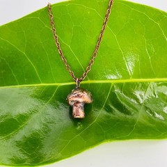 Copper Necklace Mushroom Fungi Mini Small Toadstool Handmade Jewelry Pendant #1