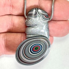 DVH Phallic Fordite Bead Pendant Necklace Michigan Chv Frd Jp 46x27x12mm (6665)