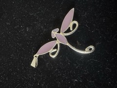 Enamel Silver Inlay Gemstone Silver Pendant Reversible Lavender