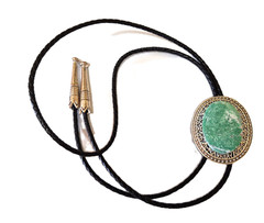 Beautiful Bolo Tie with Varascite Cabochon Genuine Leather Cord VB42