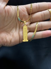 Egyptian Cartouche Pendant Necklace in Gold Tone Ancient Hieroglyph Jewelry