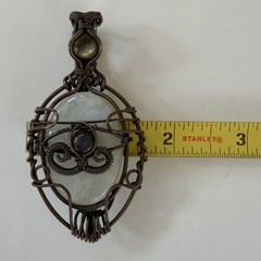 Rainbow Moonstone And Labradorite Wire Wrapped Necklace Pendent
