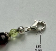 Handmade Faceted Garnet Peridot And 925 Sterling Silver Cap Bead Bracelet 7.5”