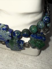 Natural Stone Bracelet 8” Healing Azurite Malachite Artisan Gemstone Jewelry EUC