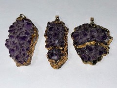 Amethyst Geode Pendants Group of 3 Amethyst Pendants