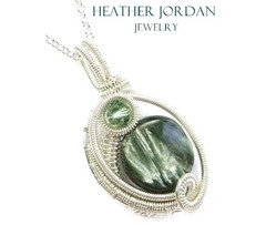 Russian Seraphinite Necklace: Sterling Silver Wire-Wrapped Mini-Woven Circle