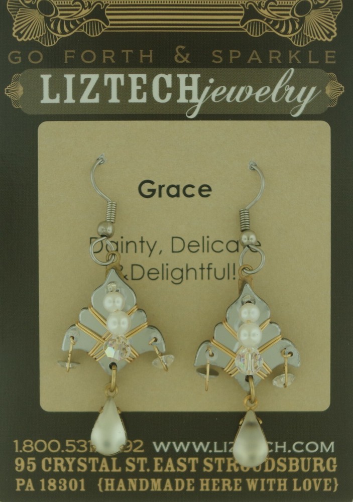 LIZTECH ARTISAN JEWELRY GRACE EARRINGS DANGLE DROP NEW ART DECO STYLE