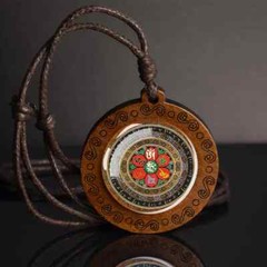 Bohemian Style Glass & Wood Pendant Necklace Spiritual Geometric Jewelry Gift