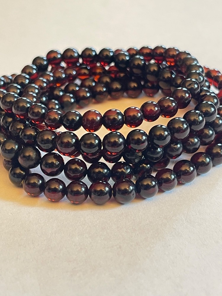 Amber Beaded Bracelet Natural Blood Amber Stretchy Bracelet 5mm