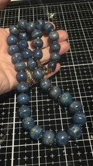 Blue Denim Lapis Lazuli Rondell Beaded Necklace 19″ 13mm Beads Gemstone