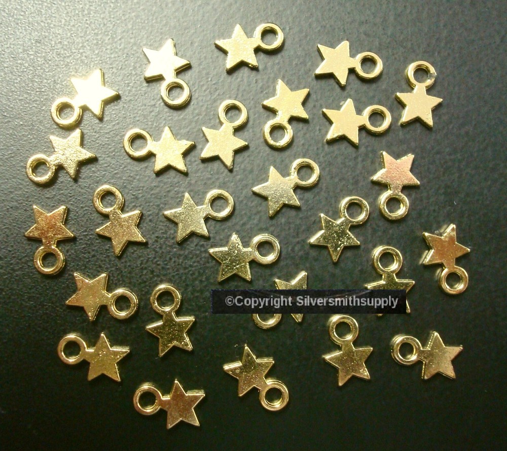 STAR CHARMS 10x7x1 beads charms GOLD plated Zinc Pendant findings 25pcs CFP058