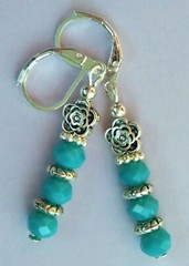 faceted TURQUOISE COLOR crystal drops Leverback handcrafted CHOOSE #300-14
