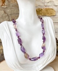 New Handmade Statement Necklace – Ametrine with Purple Swarovski Crystals