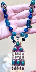 GORGEOUS Artisan Sterling Silver, Chrysocolla, Apatite, Azurite, Etc. Necklace