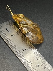 Genuine Natural Amber 11g Freeform Wire Wrapped Pendant Honey Cognac