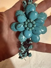 Handmade Turquoise Stone Flower Statement Necklace Boho Choker Cascade Fringe
