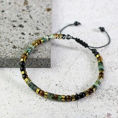 Onyx African Turquoise Tiger Eye Tibetan Beads Healing Dainty Women Men Bracelet