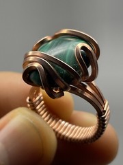 Malachite Copper Wire Wrap RING Size 6.0 Handcrafted Heart Healing P51