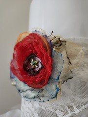 Organza Fabric Flower Brooch Pin